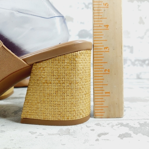 New Caslon Lamia-Lea Block Heel Tan Beige Leather Sandals Slides A824 - Picture 9 of 13